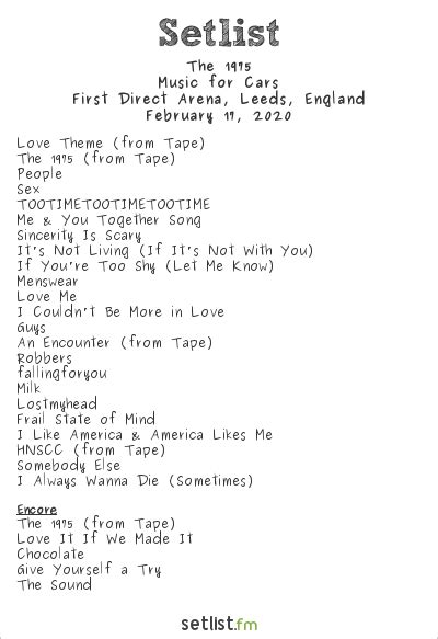 the 1975 setlist